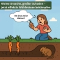 Preview: Illustration einer Frau im Garten, die angefressene Möhren entdeckt, mit einer Wühlmaus im darunterliegenden Gang – effektive Wühlmausbekämpfung gegen Gartenschäden. Preview: Illustration einer Frau im Garten, die angefressene Möhren entdeckt, mit einer Wühlmaus im darunterliegenden Gang – effektive Wühlmausbekämpfung gegen Gartenschäden.