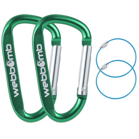 Preview: 2x Karabinerhaken 6,7cm Schnapphaken Schnappkarabiner + 2x Draht-Schlüsselring