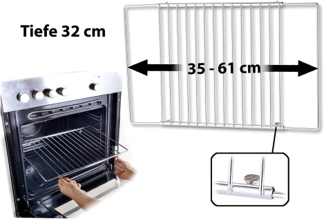 Preview: Flexibler Backofenrost von 35 cm bis 61 cm