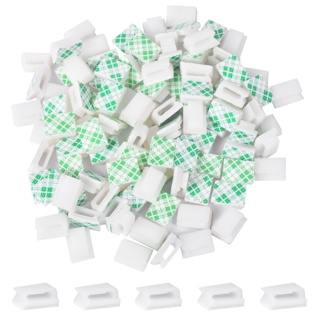 Preview: 100 Kabelclips Kabelhalter selbstklebend weiß Kabelklemmen für Schreibtisch geeignet zur Befestigung von Ladekabel Lichterkette & Netzkabel