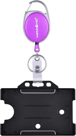 Preview: Ausweishalter Ausweis JoJo ausziehbar mit GürtelClip Schlüsselring und Vinylstrap + Kartenhalter schwarz Schlüsselanhänger Schlüsselrolle Schlüsselband für Ausweise Schlüsselkarten