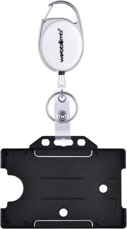 Preview: Schwarzer Ausweishalter mit ausziehbarer Schnur und JoJo