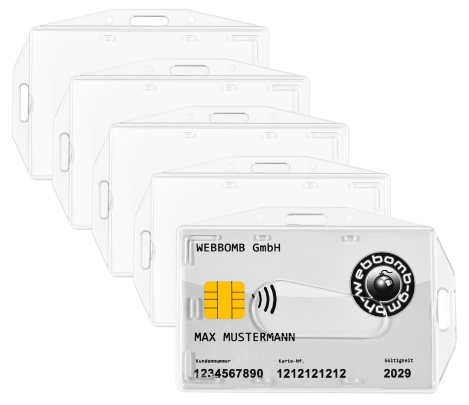 Preview: Transparente Ausweishüllen/Kartenhalter für Ausweise und Kreditkarten im 5er-Pack