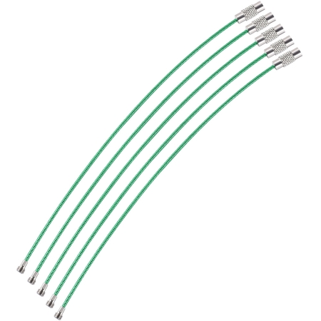 Preview: WEBBOMB® 5x Schlüsselringe aus Drahtseil 1,5x 150mm Edelstahl Gepäckanhänger mit PVC Ummantelung & Drehverschluss multifunktionale Drahtringe Schlüsselanhänger Schlüssel Organizer Preview: Kompakt und flexibel: 150 mm Länge mit Schraubverschluss.