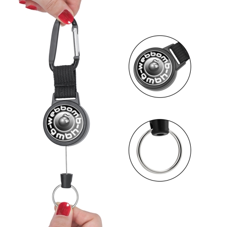 Preview: Schlüsselrolle Jojo 70cm mit Stahlseil ausziehbar & Karabiner