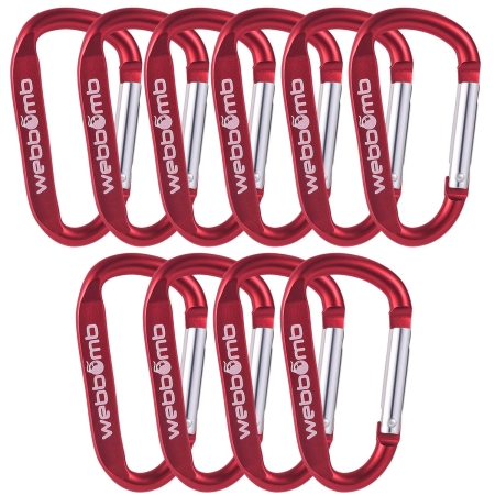 10x WEBBOMB Karabinerhaken 6,7cm mit Schnappverschluss Schnappkarabiner