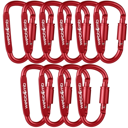 10x WEBBOMB Karabinerhaken 8cm mit Schraubverschluss Schraubkarabiner