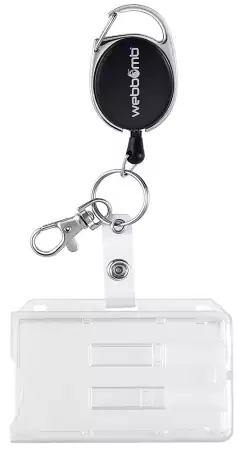Kartenhalter / Ausweishalter mit Jojo Metall Clip Karabiner + Schlüsselring