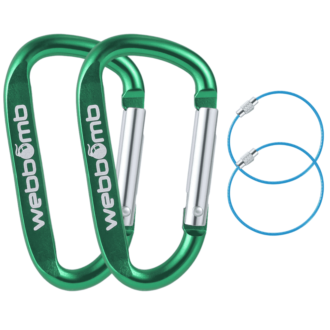 2x Karabinerhaken 6,7cm Schnapphaken Schnappkarabiner + 2x Draht-Schlüsselring Schlüsselanhänger