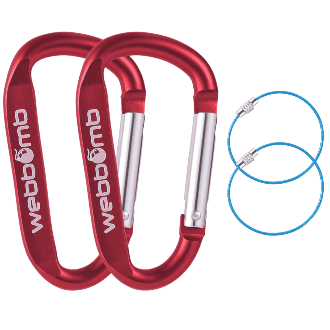 2x Karabinerhaken 6,7cm Schnapphaken Schnappkarabiner + 2x Draht-Schlüsselring Schlüsselanhänger