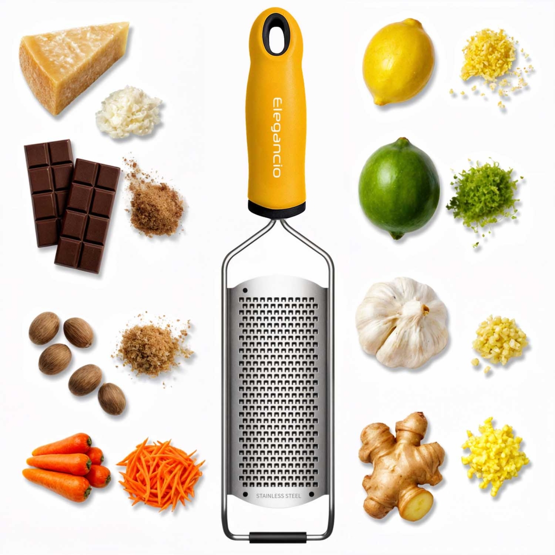 Gelbe Käsereibe aus Edelstahl mit scharfer feiner Reibefläche – perfekt für Parmesan, Schokolade, Zitrus und frische Gewürze Gelbe Käsereibe aus Edelstahl mit scharfer feiner Reibefläche – perfekt für Parmesan, Schokolade, Zitrus und frische Gewürze