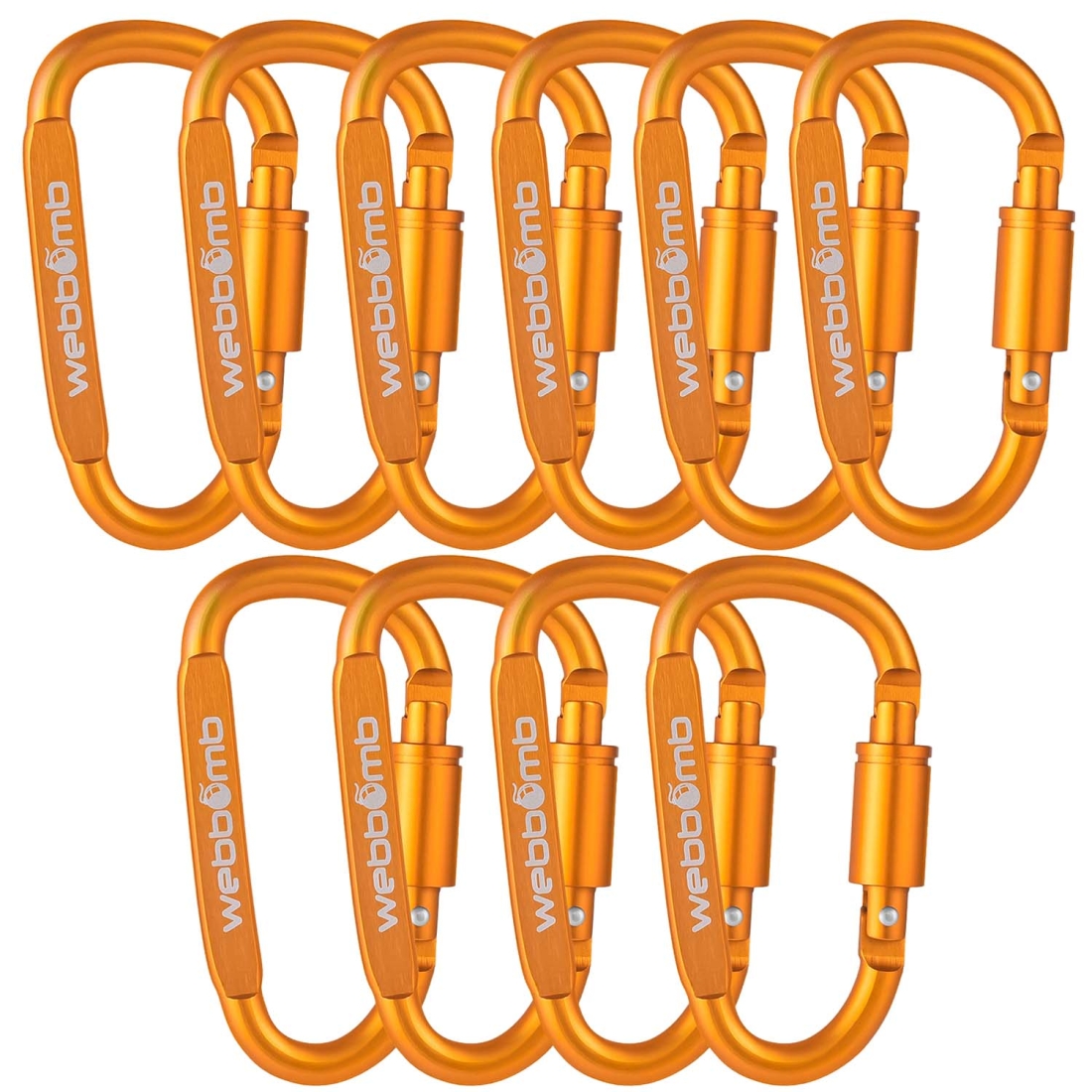 10x WEBBOMB Karabinerhaken 8cm mit Schraubverschluss Schraubkarabiner 10x WEBBOMB Karabinerhaken 8cm mit Schraubverschluss Schraubkarabiner