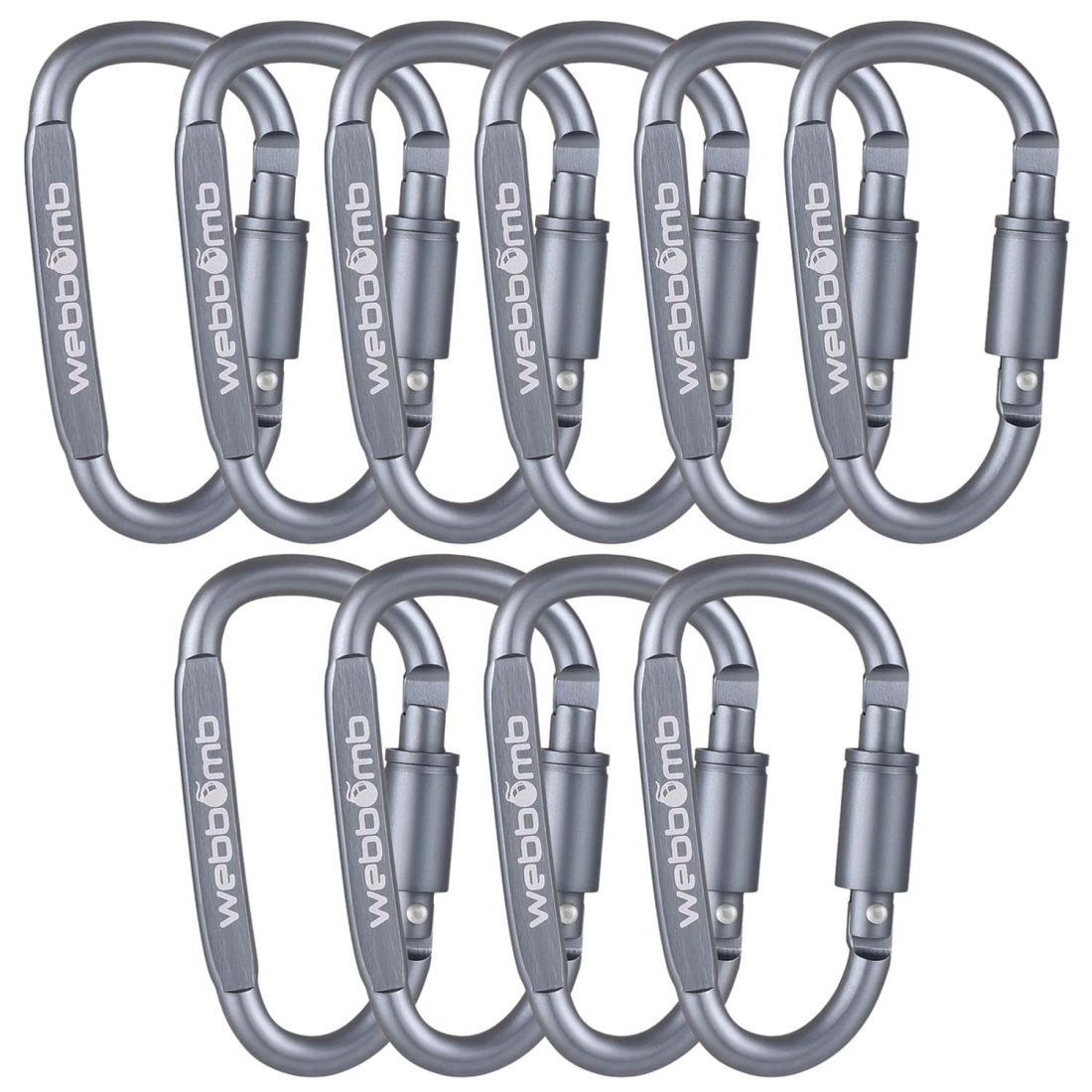 10x WEBBOMB Karabinerhaken 8cm mit Schraubverschluss Schraubkarabiner 10x WEBBOMB Karabinerhaken 8cm mit Schraubverschluss Schraubkarabiner