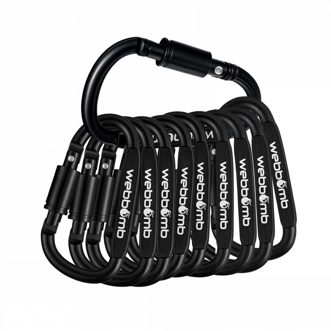 10x WEBBOMB Karabinerhaken 8cm mit Schraubverschluss Schraubkarabiner 10x WEBBOMB Karabinerhaken 8cm mit Schraubverschluss Schraubkarabiner