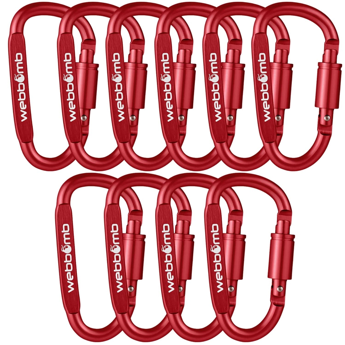 10x WEBBOMB Karabinerhaken 8cm mit Schraubverschluss Schraubkarabiner 10x WEBBOMB Karabinerhaken 8cm mit Schraubverschluss Schraubkarabiner