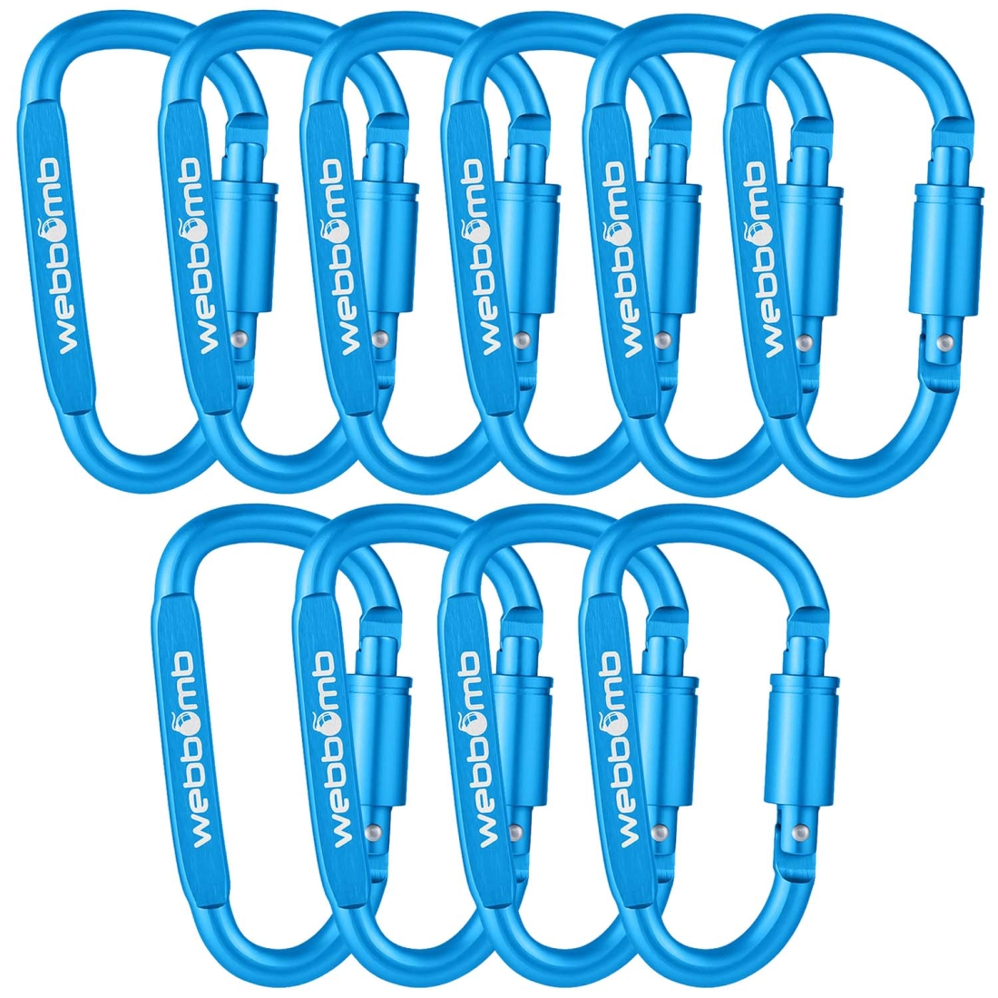 10x WEBBOMB Karabinerhaken 8cm mit Schraubverschluss Schraubkarabiner 10x WEBBOMB Karabinerhaken 8cm mit Schraubverschluss Schraubkarabiner