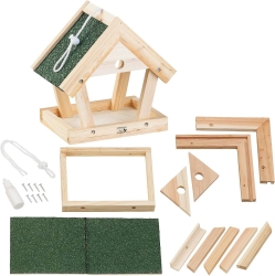 Bausatz für Vogel-Futterhaus aus Echtholz zum Aufhängen 13-teilig