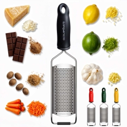 Edelstahl Käsereibe + gratis Mini Reibe Parmesanreibe Küchenreibe feine Ingwerreibe Zitronen Zester Multireibe mit Schutzabdeckung