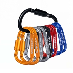 10x WEBBOMB Karabinerhaken 8cm mit Schraubverschluss Schraubkarabiner